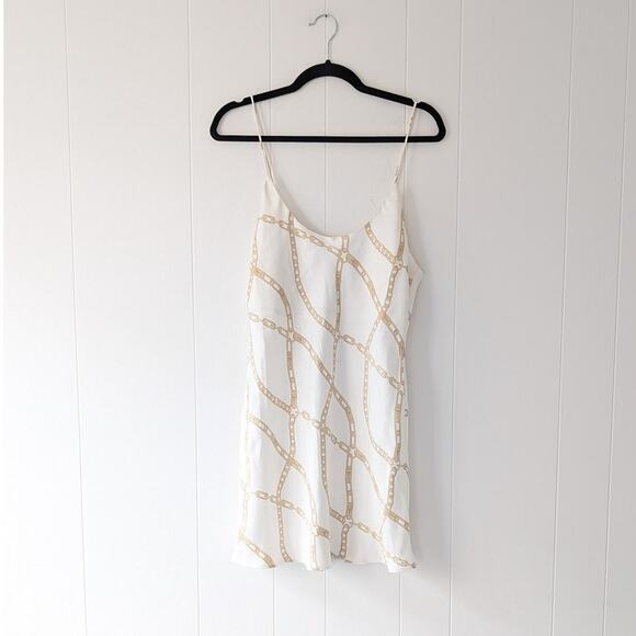 NWT Anine Bing Lisette Chain Printed 100% Silk-charmeuse Slip Mini Dress, size L - Picture 2 of 9